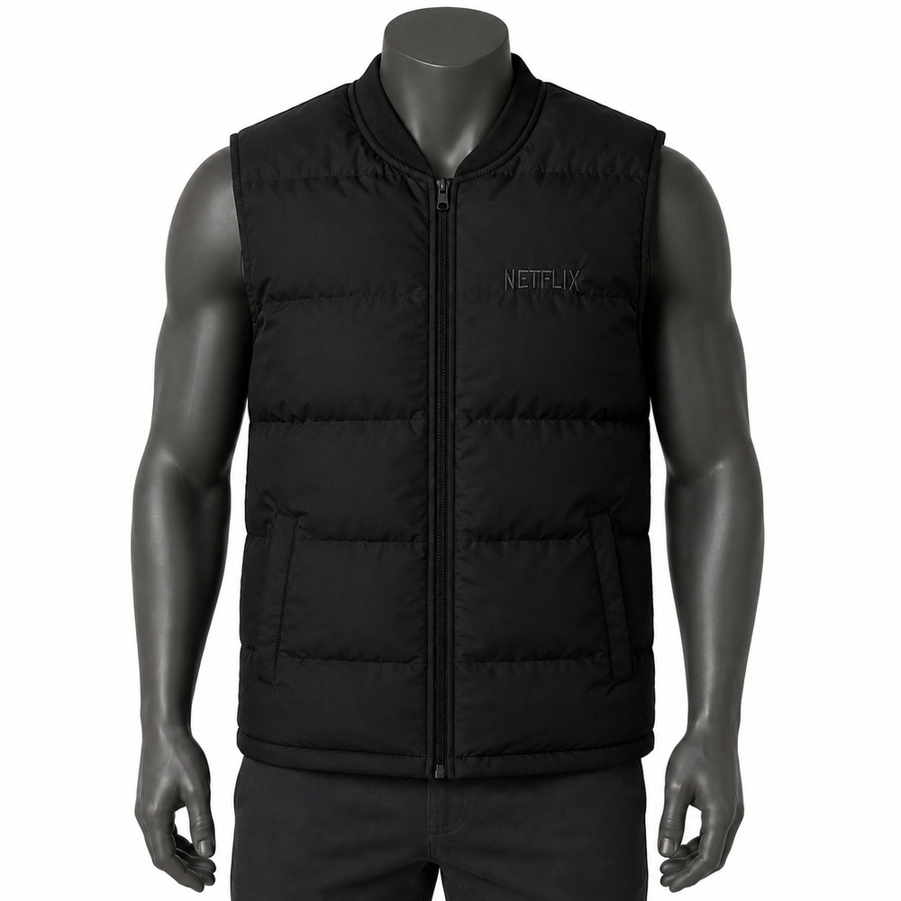 Mercer + Mettle Netflix Puffer Vest Mens Small Black Full Zip Insulated